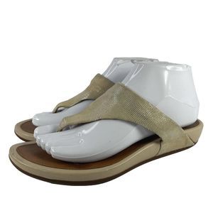 FitFlop Womens Brown Banda Supportive Thong Sandals US 8.5 Beige Metallic Shoes